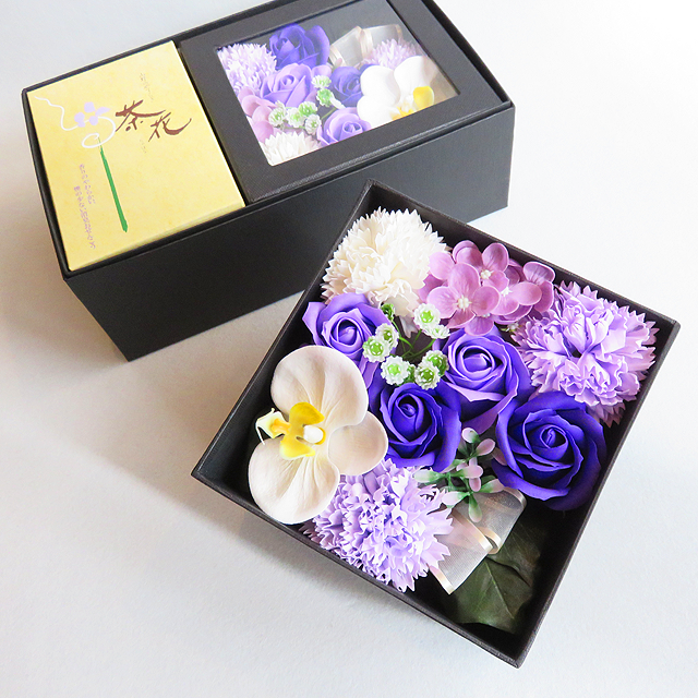 フレグランスソープフラワー＆線香（茶花）バラ詰め（大）