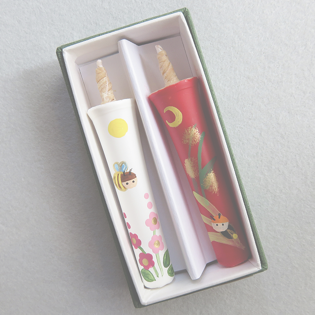 京都の工房の手描き和蠟燭「蜜蜂・蛍」