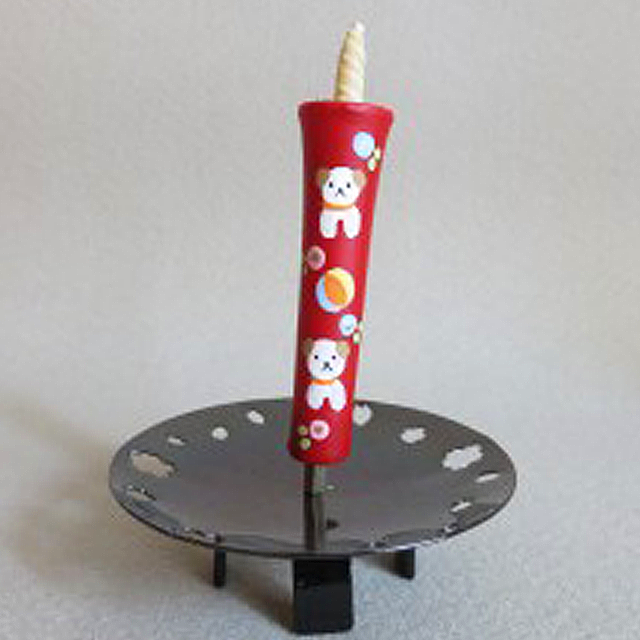 京都の工房の手描き和蠟燭「ひよこ・犬」