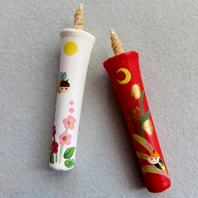 京都の工房の手描き和蠟燭「蜜蜂・蛍」