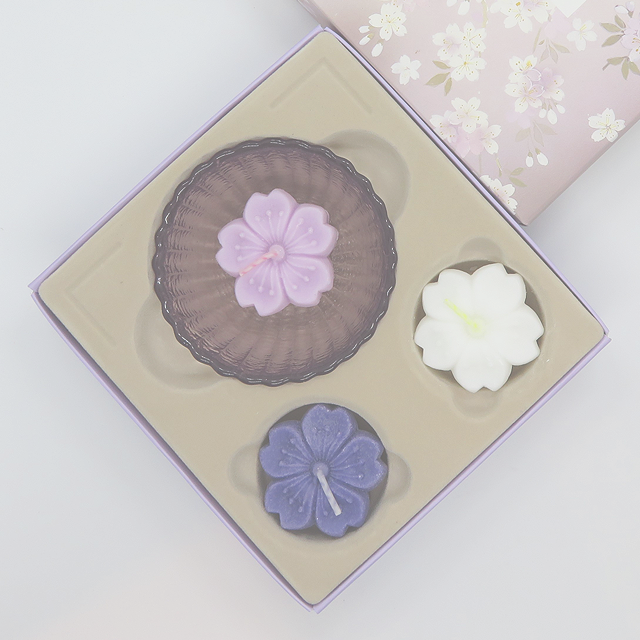 宇野千代の線香「淡墨の桜」（桐箱浮き蝋燭セット）