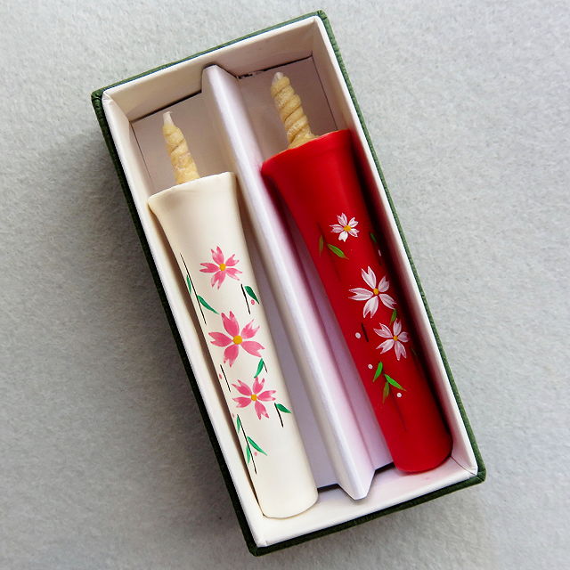 京都の工房の手描き和蠟燭「桜」